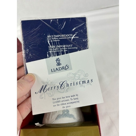 Lladro 2002 White Blue Christmas Holiday Ornament Bell - Picture 5 of 14